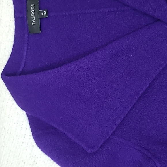 Talbots Double-Face Wing Collar Crop Open Front Wool Jacket in Purple - Picture 10 of 17